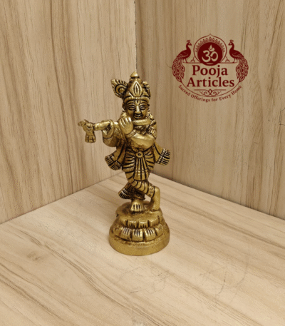 Buy Brass Krishnan Statue Online 200g, 3.5" – Traditional Krishna Idol for Pooja and Home Decor