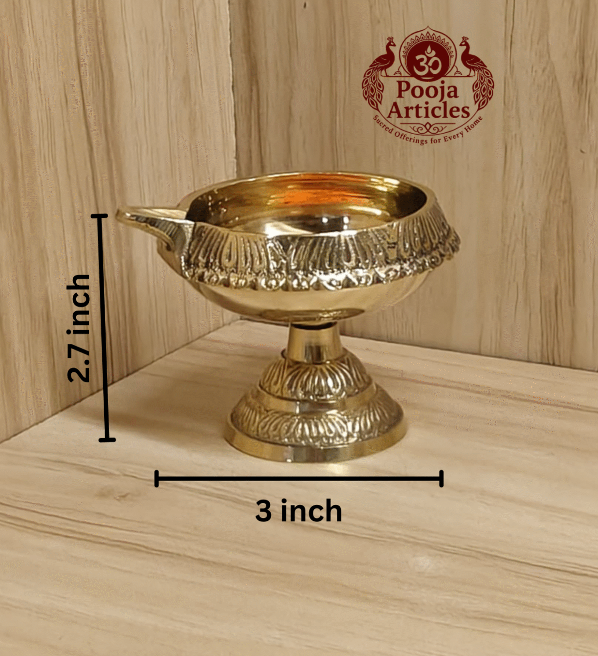 Buy Brass Kuber Deepak Diya on Stand 110g, 3" – Handcrafted Prosperity Oil Lamp For Home Use & Puja