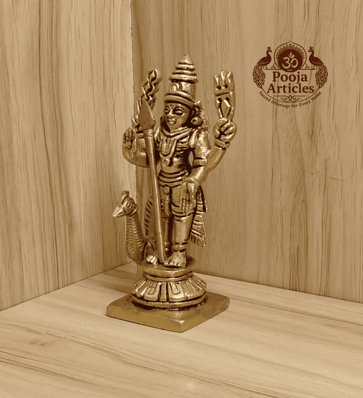 Buy Brass Lord Murugan Peacock Idol – 370 g, 4.5" Handcrafted Divine Protector For Home Use, Gifts & Puja