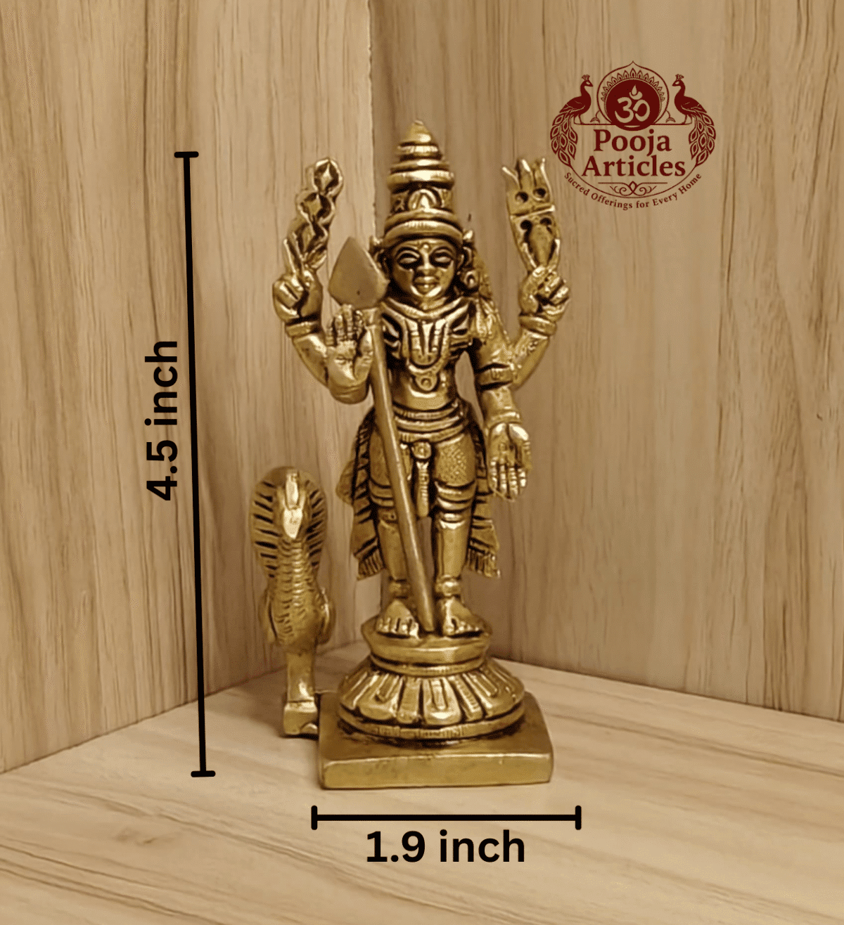 Buy Brass Lord Murugan Peacock Idol – 370 g, 4.5" Handcrafted Divine Protector For Home Use, Gifts & Puja
