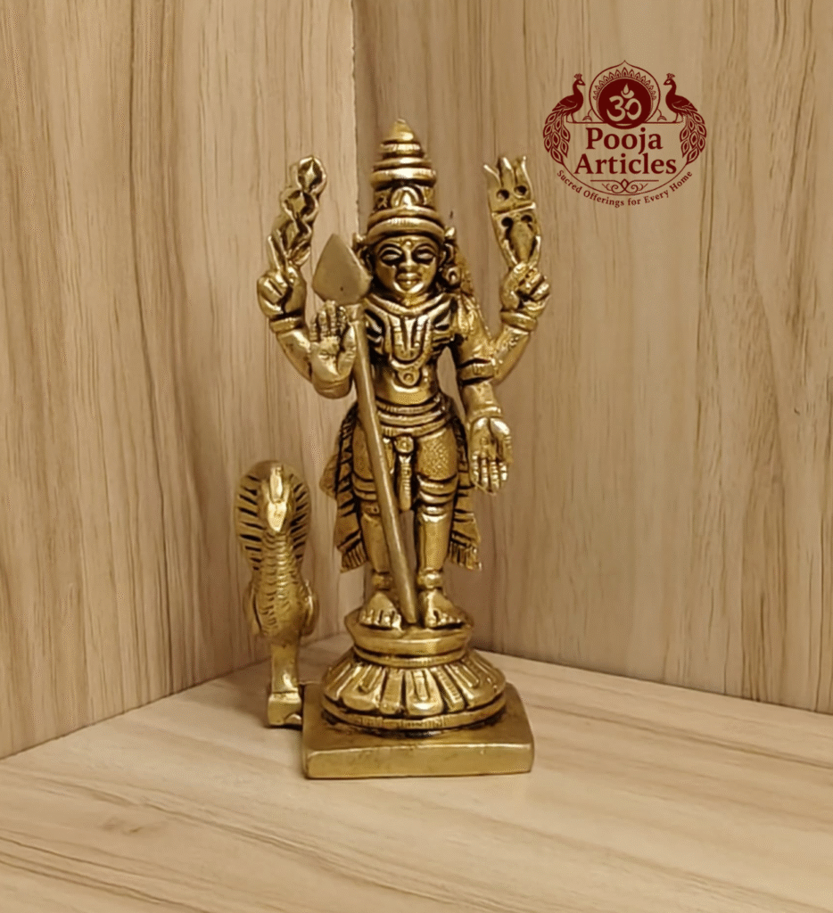 Buy Brass Lord Murugan Peacock Idol – 370 g, 4.5" Handcrafted Divine Protector For Home Use, Gifts & Puja