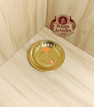 Buy Brass Mini Pooja Plate Online – 30g, 5.1" Powerful Temple Pooja Thali for Daily Worship
