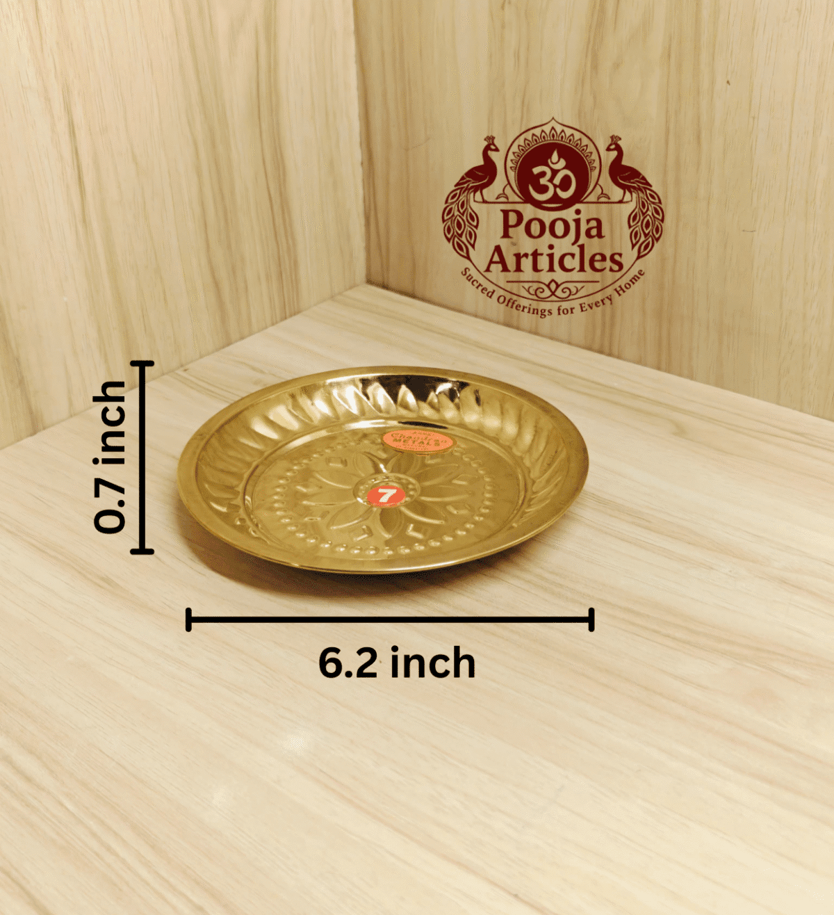 Buy Brass Mini Pooja Plate Online – 40g, 6.2″ Powerful Brass Pooja Thali for Daily Rituals