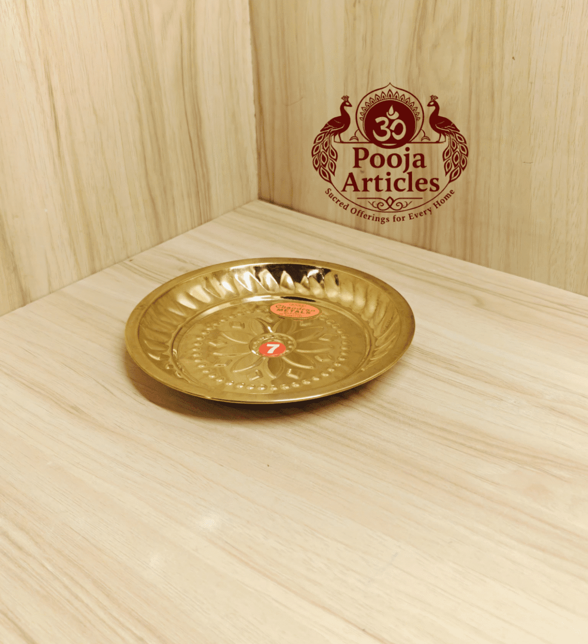 Buy Brass Mini Pooja Plate Online – 40g, 6.2″ Powerful Brass Pooja Thali for Daily Rituals