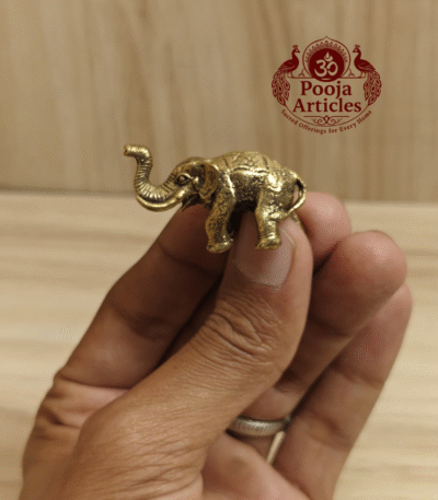 Buy Brass Miniature Elephant Statue – 40 g, 1"Handcrafted Symbol of Strength and Prosperity For Gifts & Puja