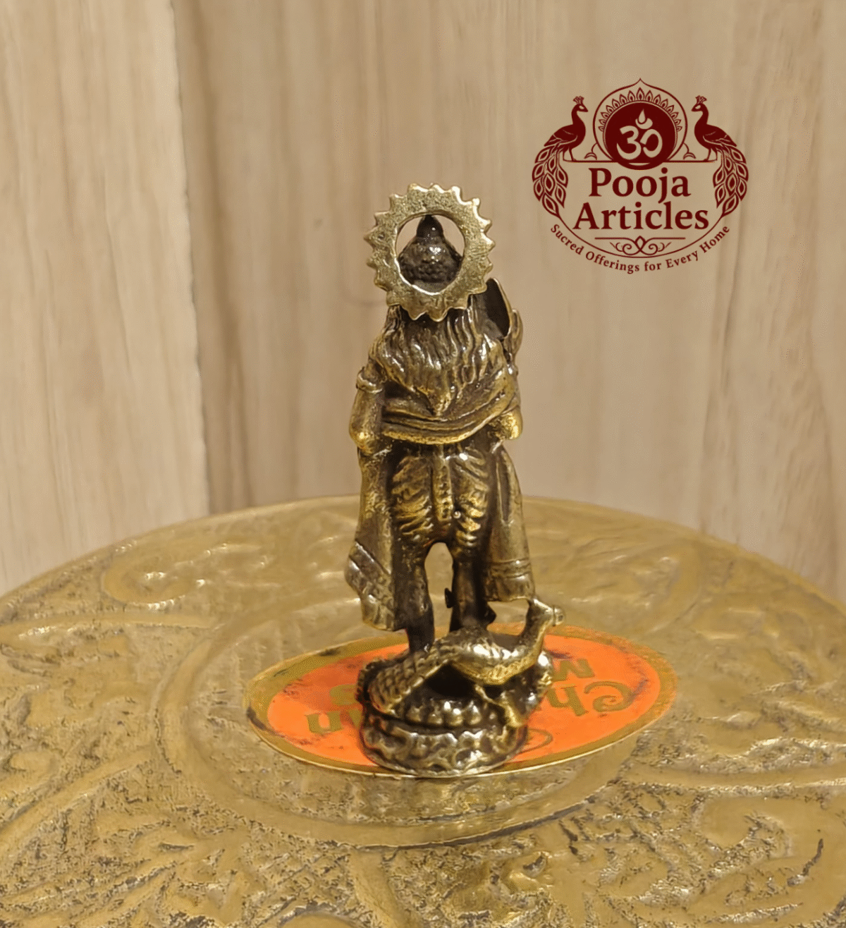 Buy Brass Miniature Murugan Statue Online – 12g, 1.6" Compact Vel Idol for Puja & Gifting
