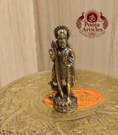 Buy Brass Miniature Murugan Statue Online – 12g, 1.6" Compact Vel Idol for Puja & Gifting
