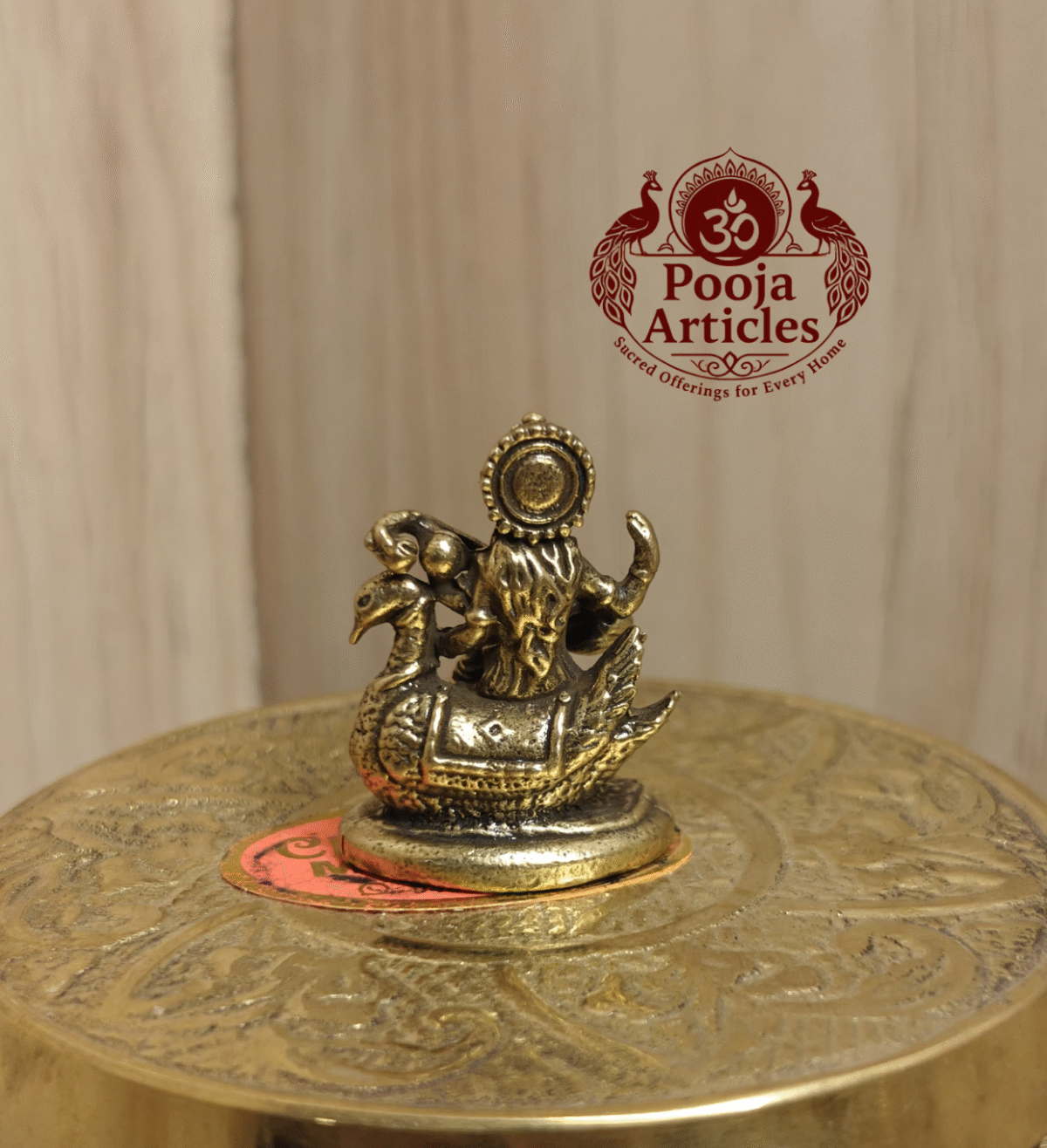 Buy Brass Miniature Saraswati Statue Online – 20 g, 1.2" Handcrafted Goddess of Knowledge Idol