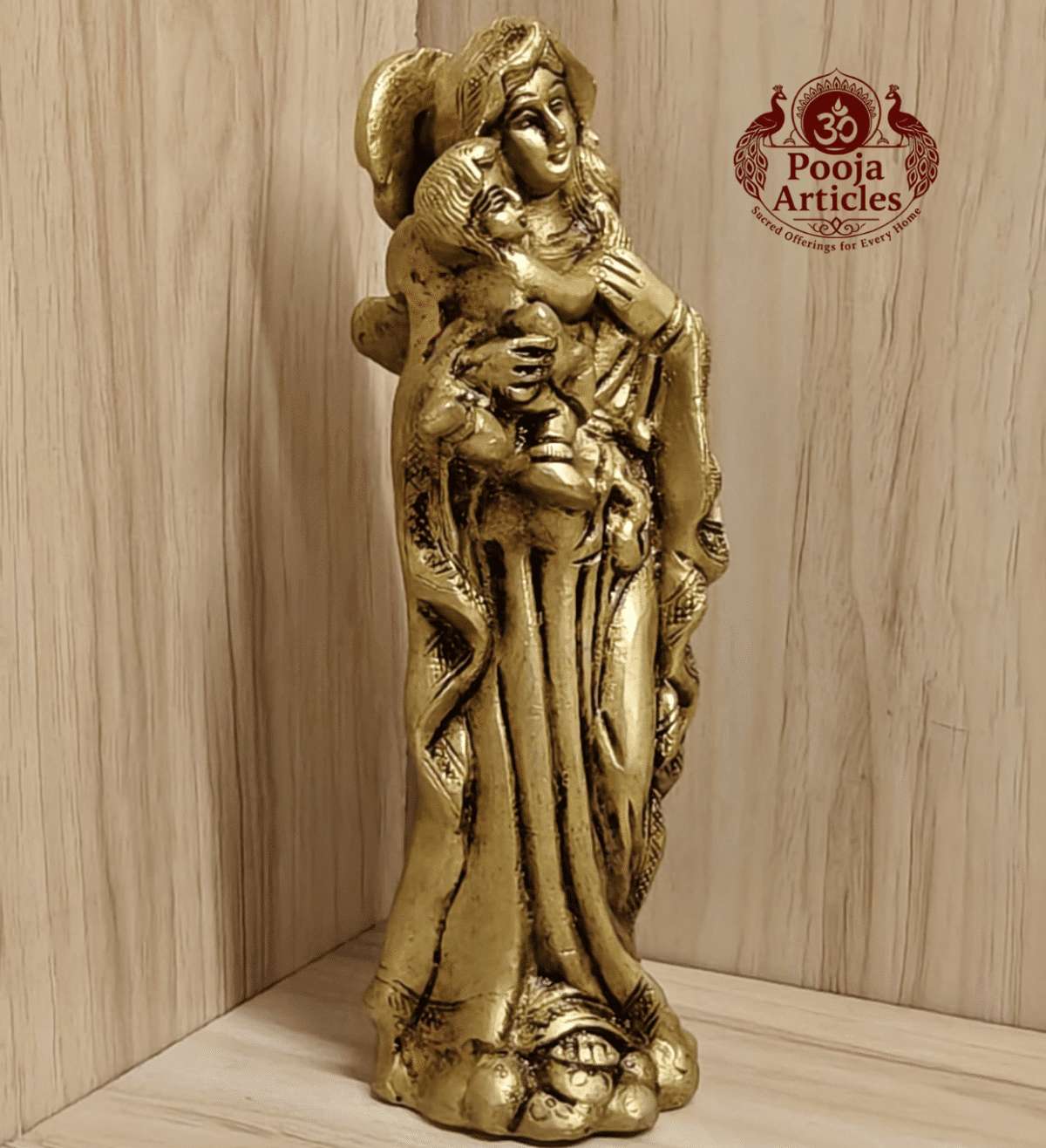 Buy Brass Mother Mary with Baby Jesus Statue – 1.25kg, 7″ Handcrafted Sacred Icon For Home Use and Decor