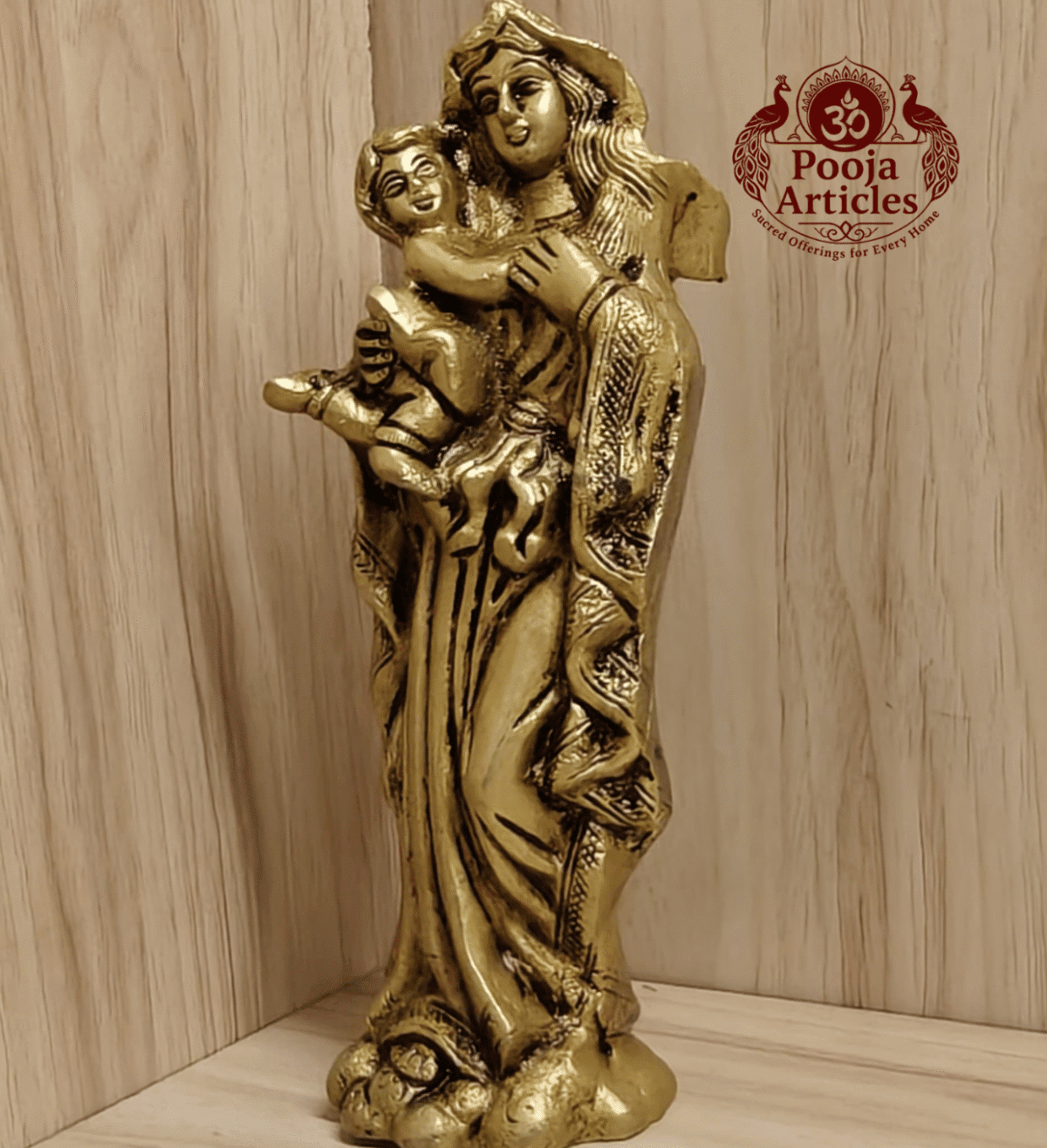 Buy Brass Mother Mary with Baby Jesus Statue – 1.25kg, 7″ Handcrafted Sacred Icon For Home Use and Decor