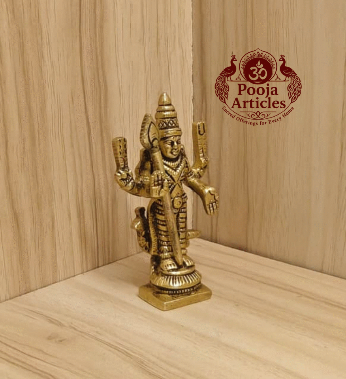 Buy Brass Murugan Mini Idol Statue Online – 3.3 inch, 110g Handcrafted Subramanya Idol for Pooja, Gifting and Divine Blessings