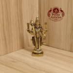 Buy Brass Murugan Mini Idol Statue Online – 3.3 inch, 110g Handcrafted Subramanya Idol for Pooja, Gifting and Divine Blessings