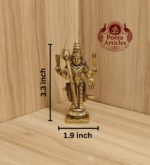 Buy Brass Murugan Mini Idol Statue Online – 3.3 inch, 110g Handcrafted Subramanya Idol for Pooja, Gifting and Divine Blessings