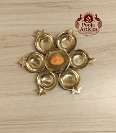 Buy Brass Murugan Shatkona Deepam – 330g, 7.5″ Divine Handcrafted Sacred Lamp For Home Use & Gifts