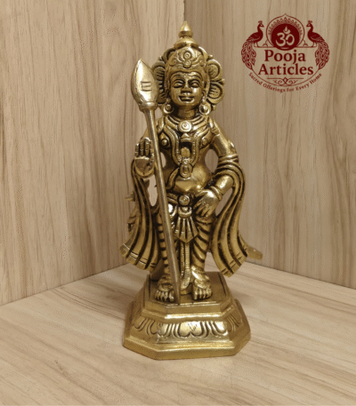 Buy Brass Murugan Silai for Puja Room Online – 7.4 inch, 1.430 kg Handcrafted Karthikeya Idol for Home Temple & Pooja Decor