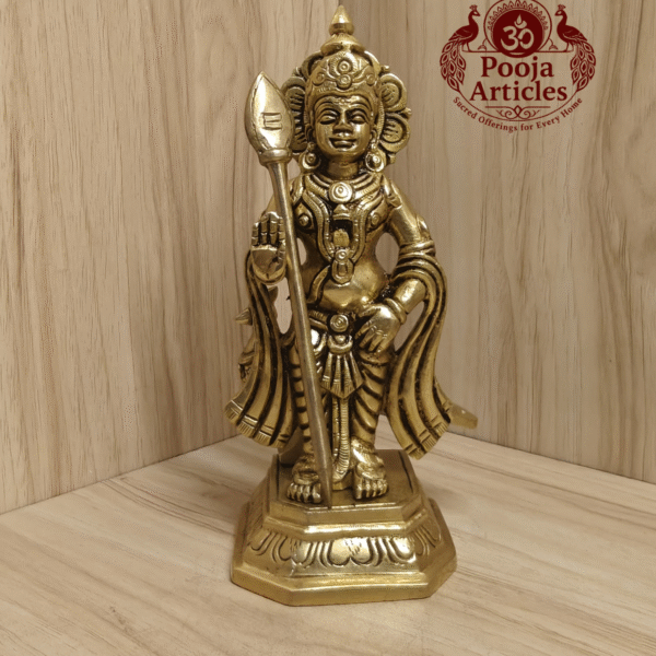 Buy Brass Murugan Silai for Puja Room Online – 7.4 inch, 1.430 kg Handcrafted Karthikeya Idol for Home Temple & Pooja Decor