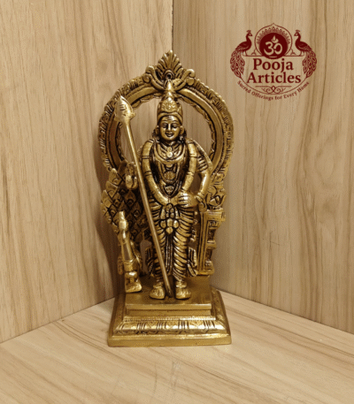 Buy Brass Murugan Statue Online – 1.7 kg, 8.5" Hand‑crafted Vel Idol for Devotion & Home Temple