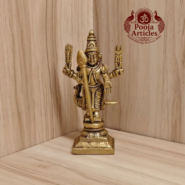 Buy Brass Murugan Statue Online – Handcrafted 4 inch, 230g Subramanya Idol for Pooja, Protection and Home Temple Decor