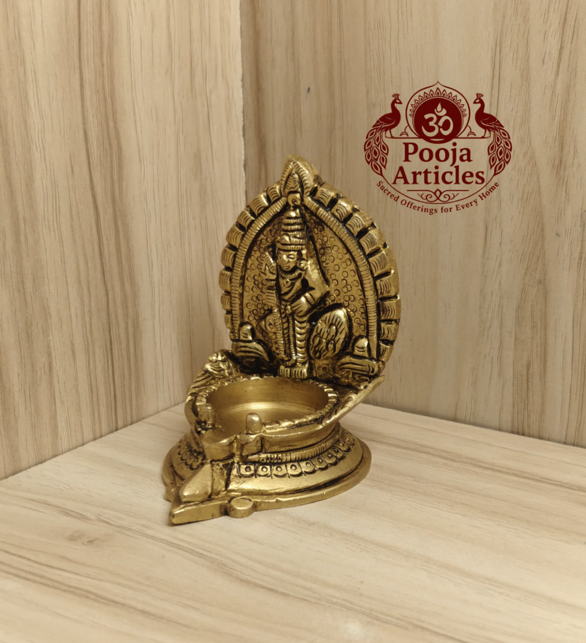Buy Brass Murugan Vilakku – 270g, 3″ Powerful Lord Murugan Sacred Lamp For Home & Return Gifts