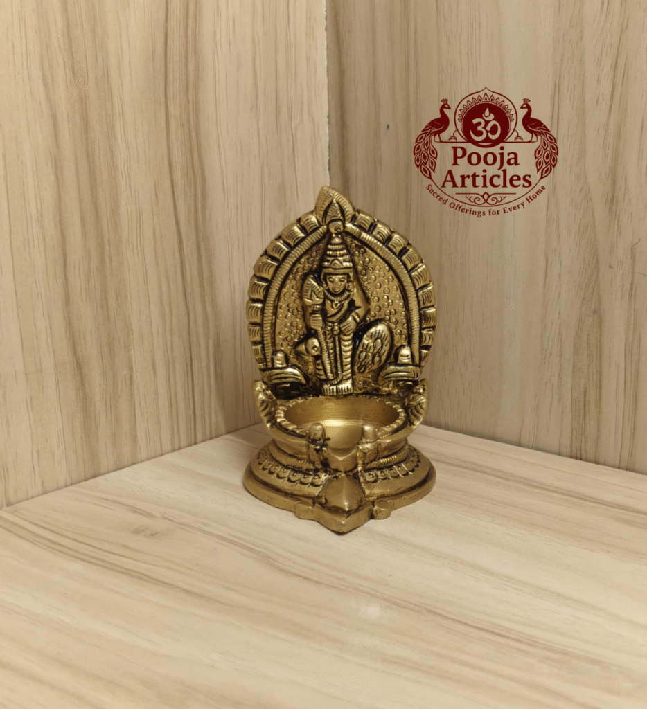 Buy Brass Murugan Vilakku – 270g, 3″ Powerful Lord Murugan Sacred Lamp For Home & Return Gifts