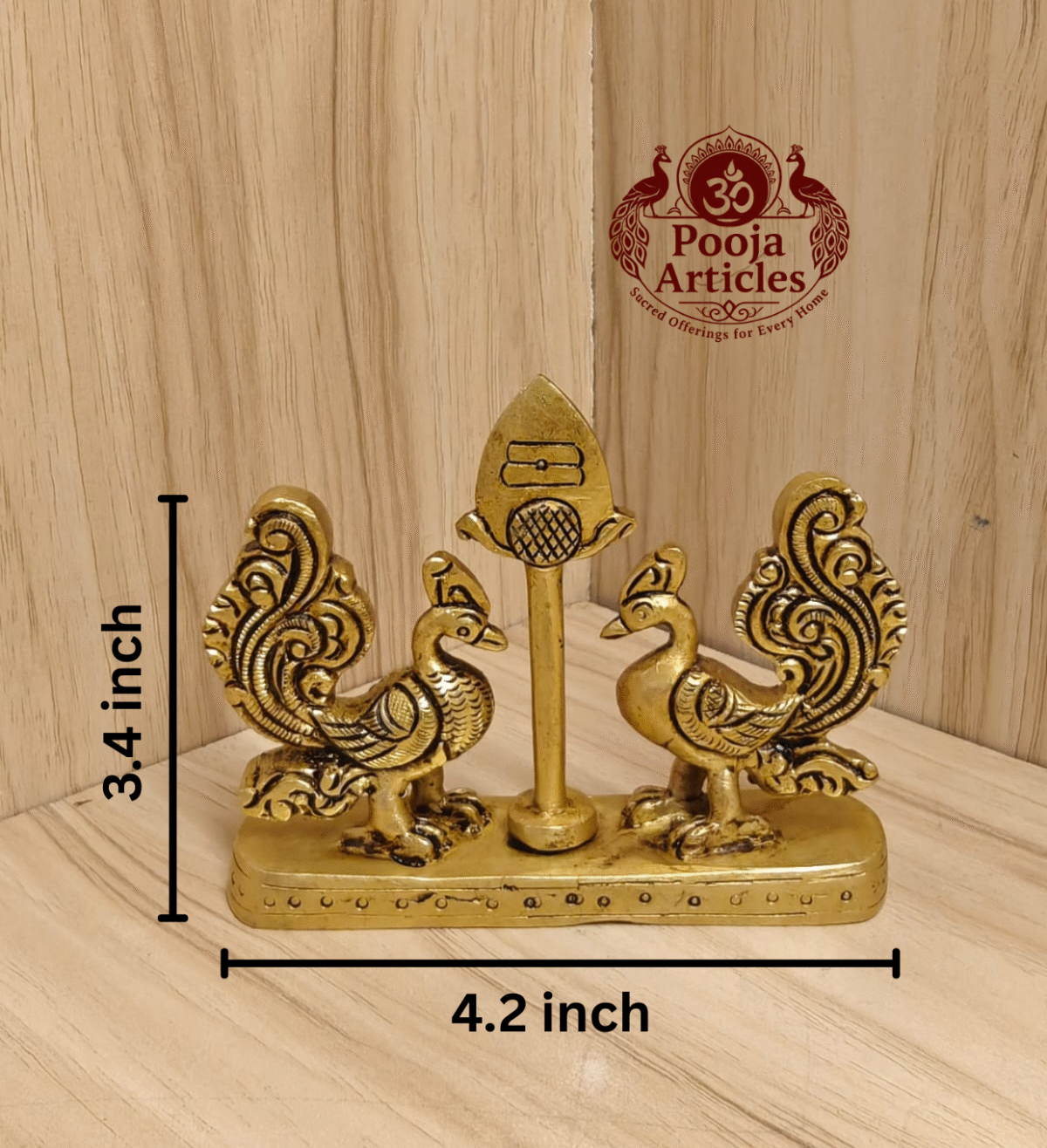 Buy Brass Murugar Vel with Peacock Online – 350g, 3.4" Divine Murugar Vel Idol for Pooja and Home