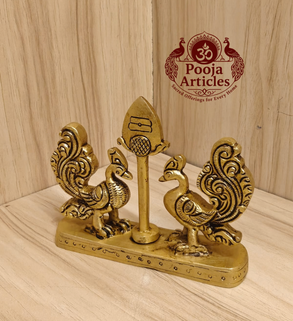 Buy Brass Murugar Vel with Peacock Online – 350g, 3.4" Divine Murugar Vel Idol for Pooja and Home
