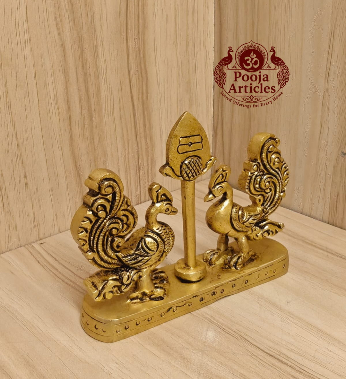Buy Brass Murugar Vel with Peacock Online – 350g, 3.4" Divine Murugar Vel Idol for Pooja and Home