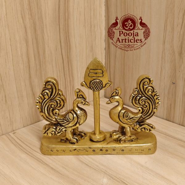 Buy Brass Murugar Vel with Peacock Online – 350g, 3.4" Divine Murugar Vel Idol for Pooja and Home