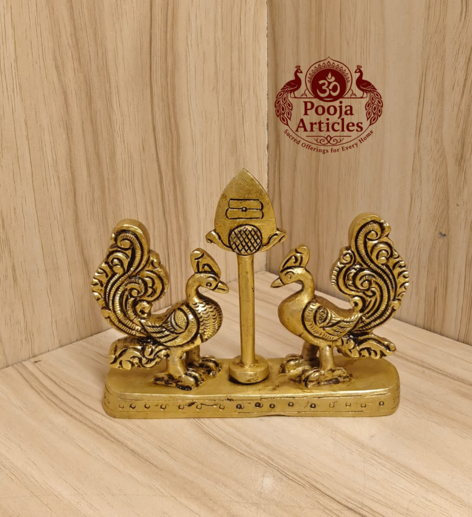 Buy Brass Murugar Vel with Peacock Online – 350g, 3.4" Divine Murugar Vel Idol for Pooja and Home