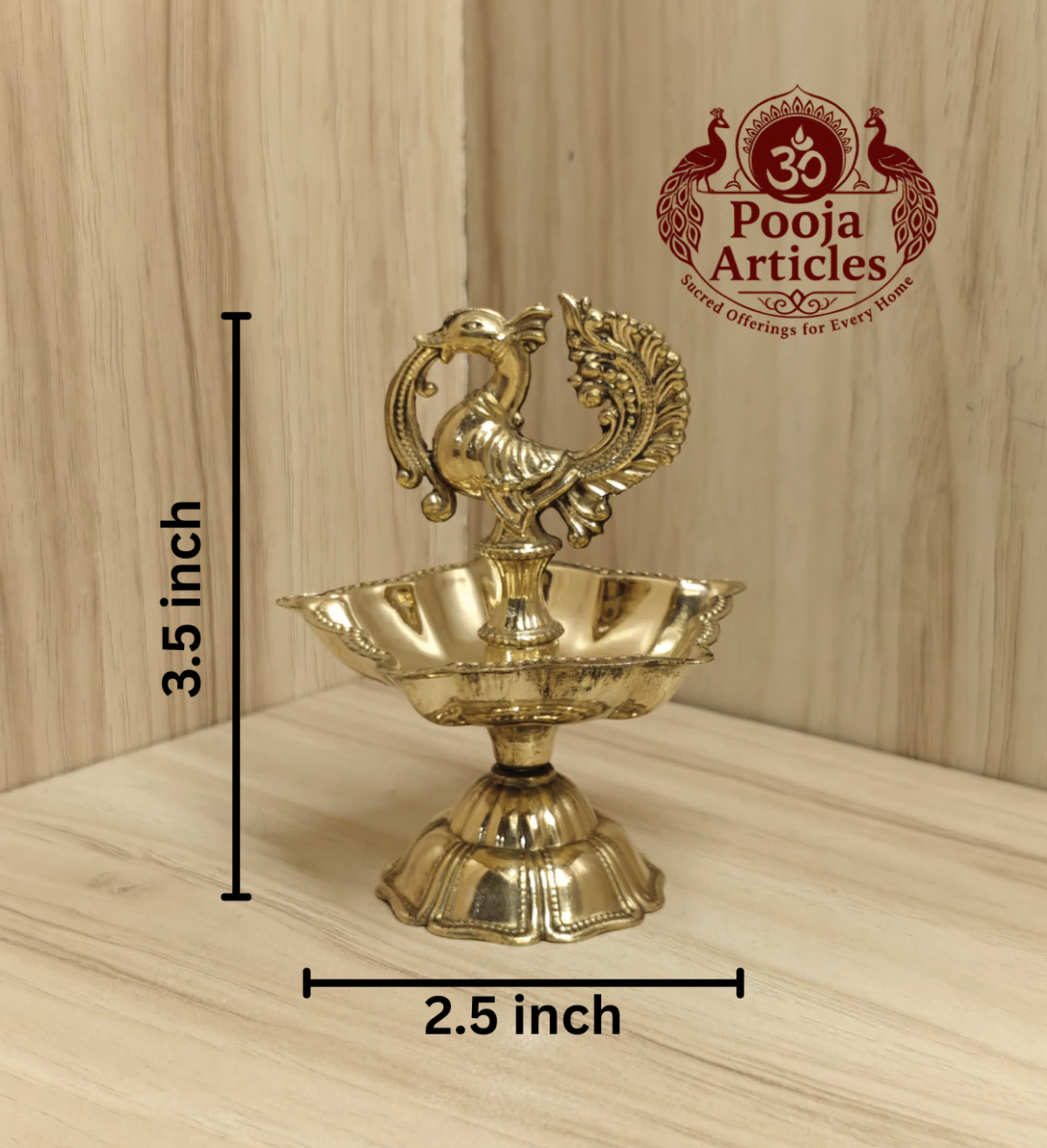 Buy Brass Peacock Diya Size 1 – 90 g, 3.5″ Handcrafted Auspicious Lamp For Puja & Home Use