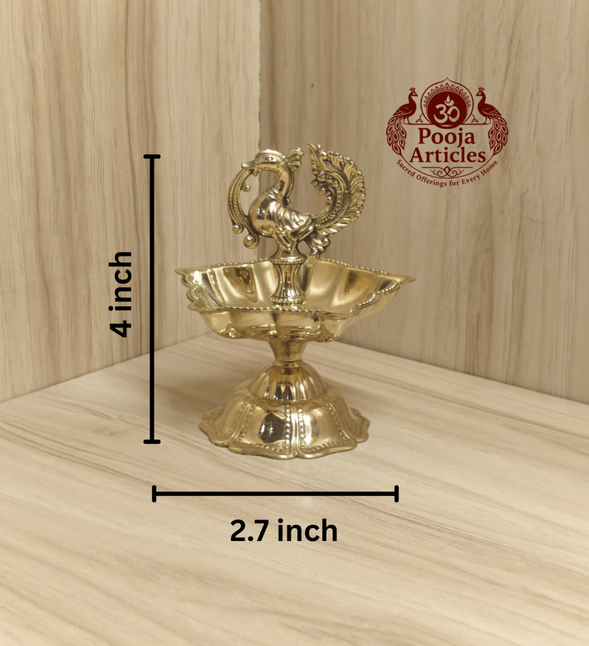 Buy Brass Peacock Diya Size 2 – 110 g, 4″ Handcrafted Traditional Auspicious Oil Lamp For Puja & Home Use