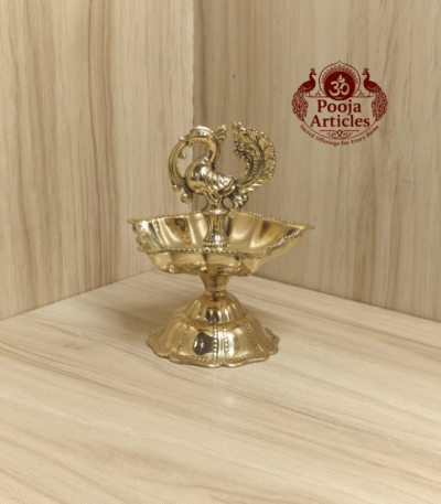 Buy Brass Peacock Diya Size 2 – 110 g, 4″ Handcrafted Traditional Auspicious Oil Lamp For Puja & Home Use