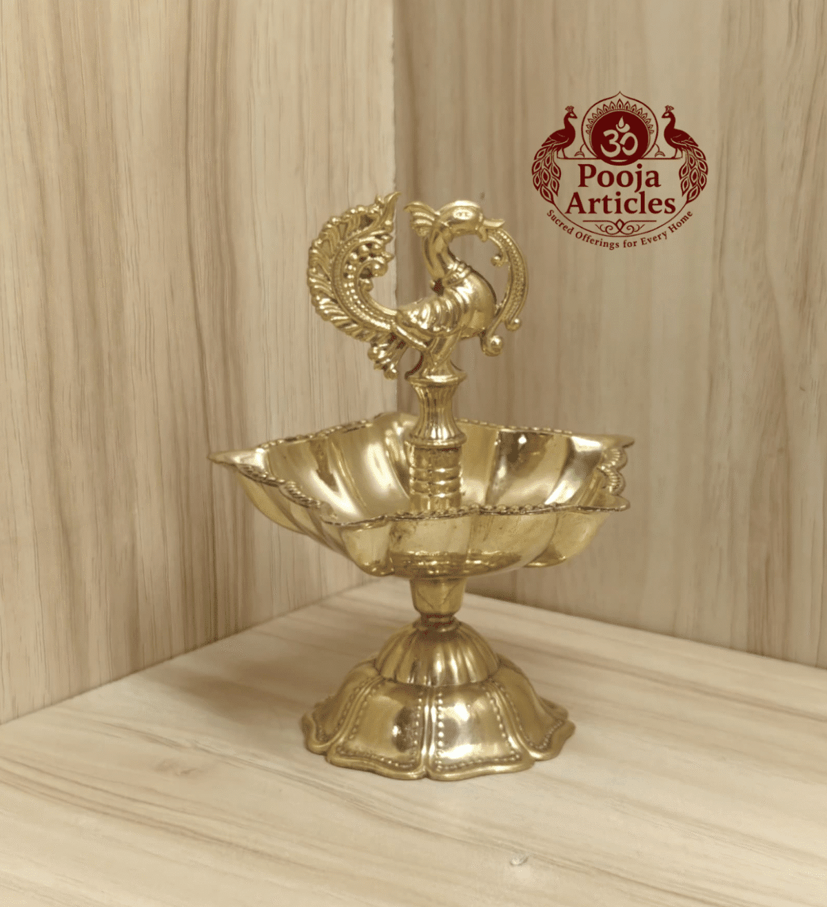 Buy Brass Peacock Diya Size 3 – 130 g, 4.9″ Divine Festival Oil Lamp For Puja & Home Use