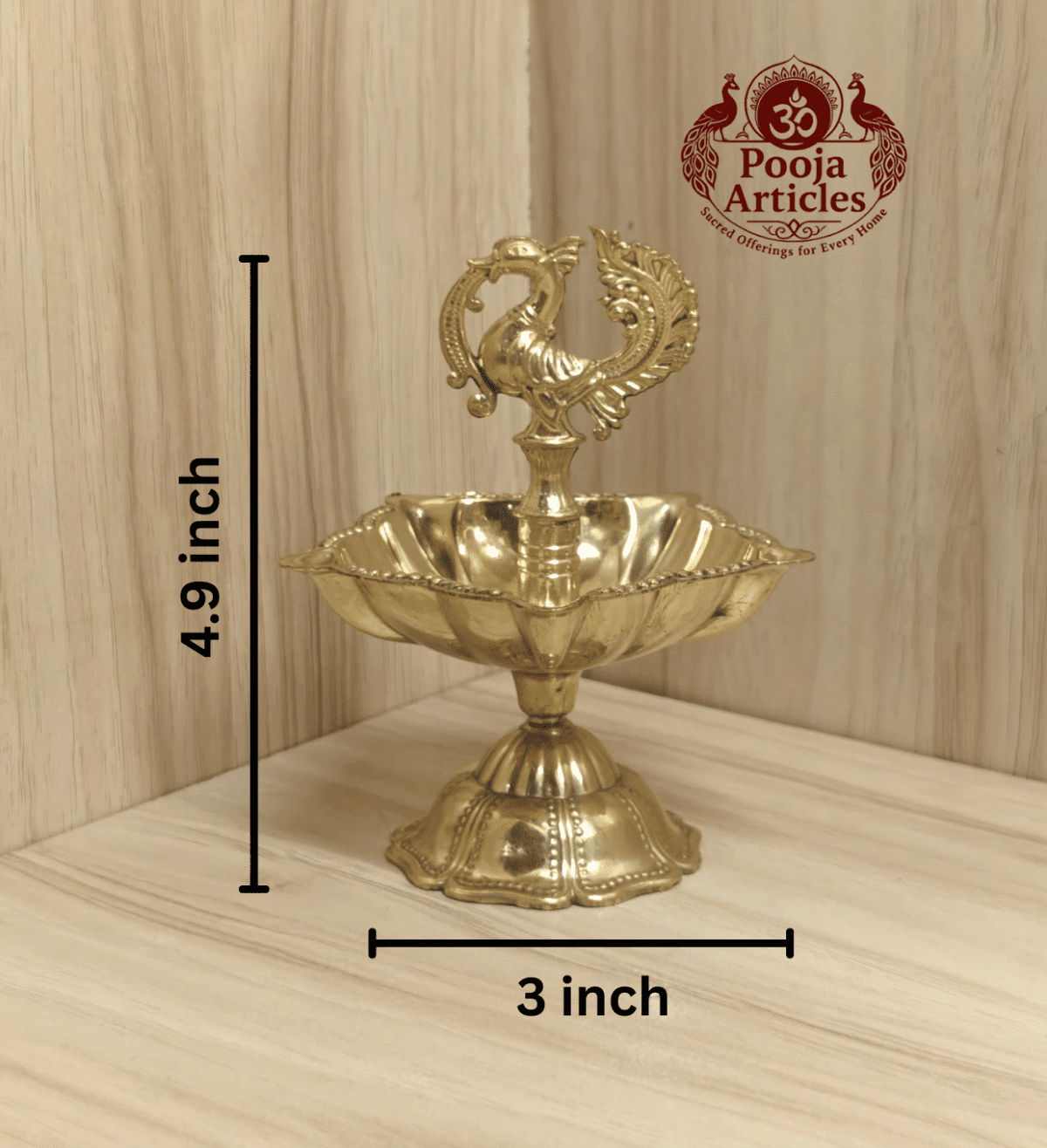 Buy Brass Peacock Diya Size 3 – 130 g, 4.9″ Divine Festival Oil Lamp For Puja & Home Use