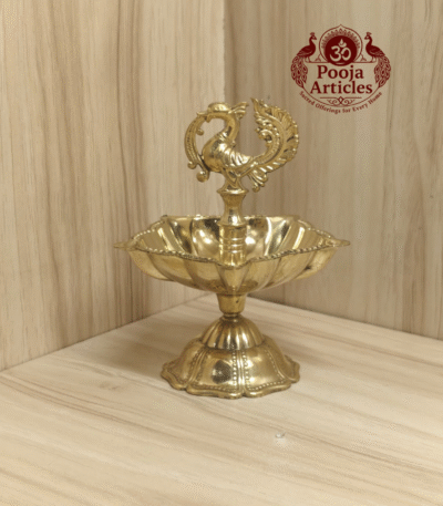 Buy Brass Peacock Diya Size 3 – 130 g, 4.9″ Divine Festival Oil Lamp For Puja & Home Use