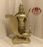 Buy Brass Peacock Murugan Statue Online – 1.200g, 7" Handcrafted Lord Murugan Idol for Pooja and Home Decor