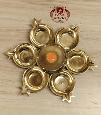 Buy Brass Plain Aarumuga Agal Vilakku – 410 g, 8.5″ Divine Six-Face Murugan Oil Lamp for Home Use & Gifts