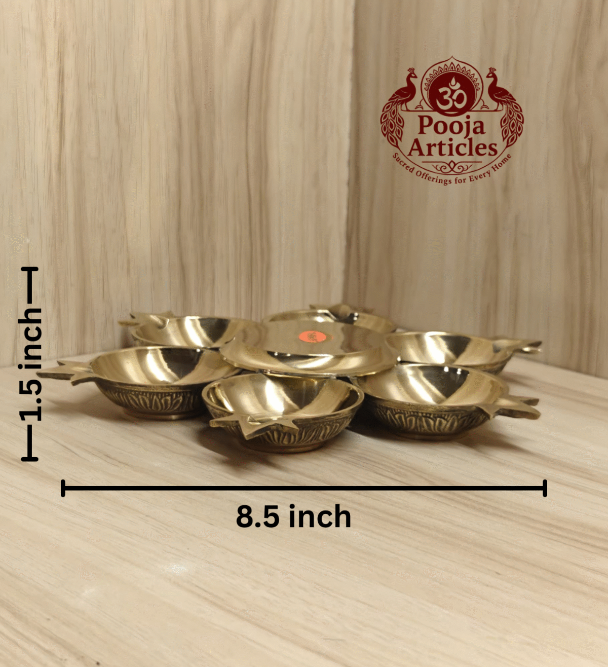 Buy Brass Plain Aarumuga Agal Vilakku – 410 g, 8.5″ Divine Six-Face Murugan Oil Lamp for Home Use & Gifts
