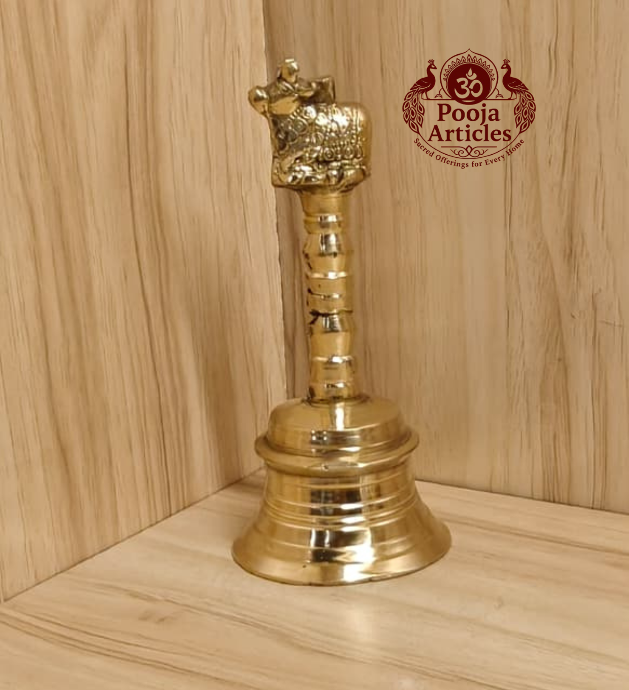 Buy Brass Pooja Bell 260g, 4.7" – Divine Temple Ghanti For Puja & Temple Use Buy Brass Pooja Bell 260g, 4.7" – Divine Temple Ghanti For Puja & Temple Use