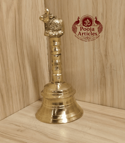 Buy Brass Pooja Bell 420g, 6" – Handcrafted Divine Temple Hand Bell for Puja