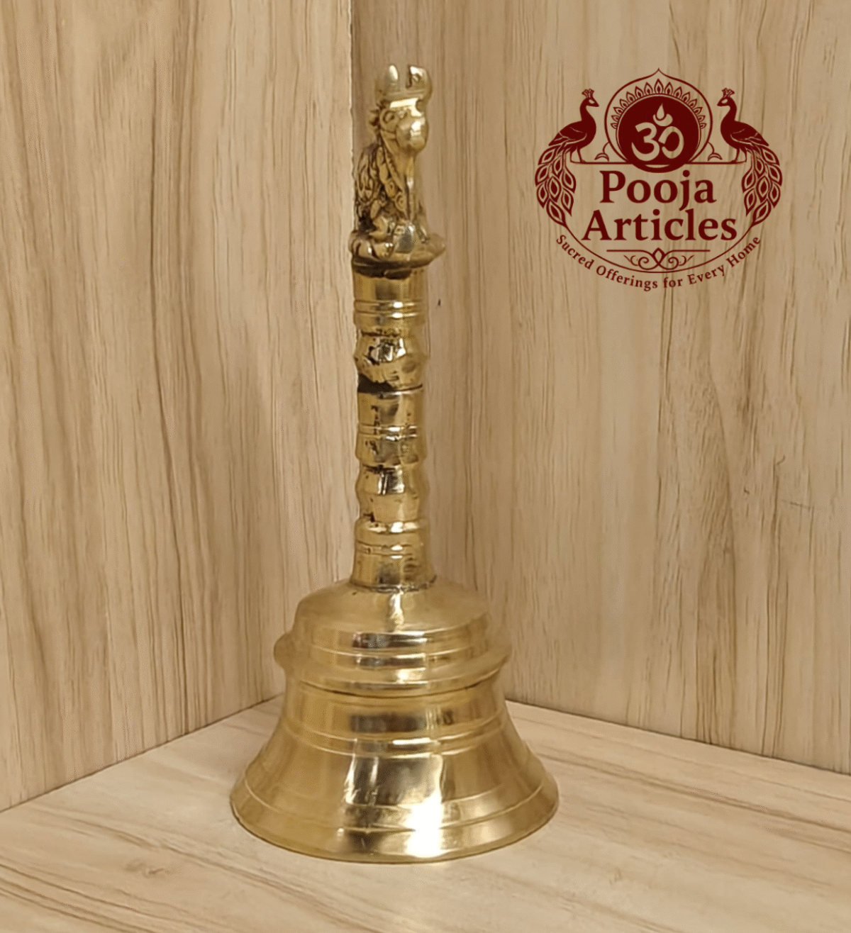 Buy Brass Pooja Bell 420g, 6" – Handcrafted Divine Temple Hand Bell for Puja
