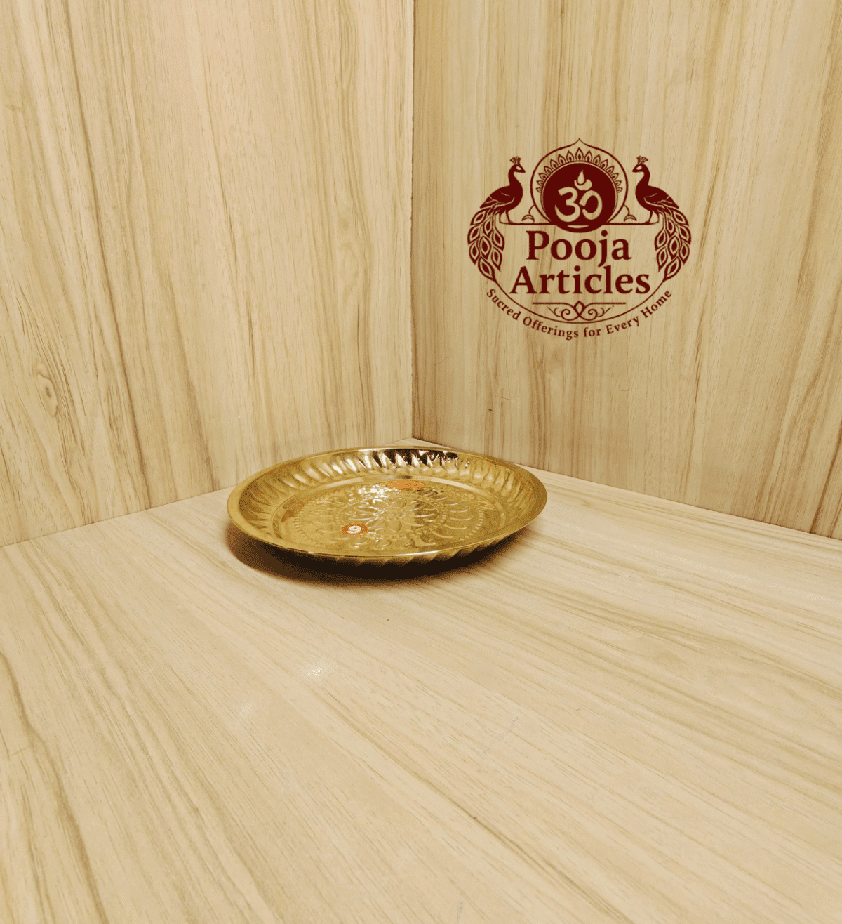 Buy Brass Pooja Plate Online – Traditional 70g, 8" Divine Pooja Thali for Daily Worship