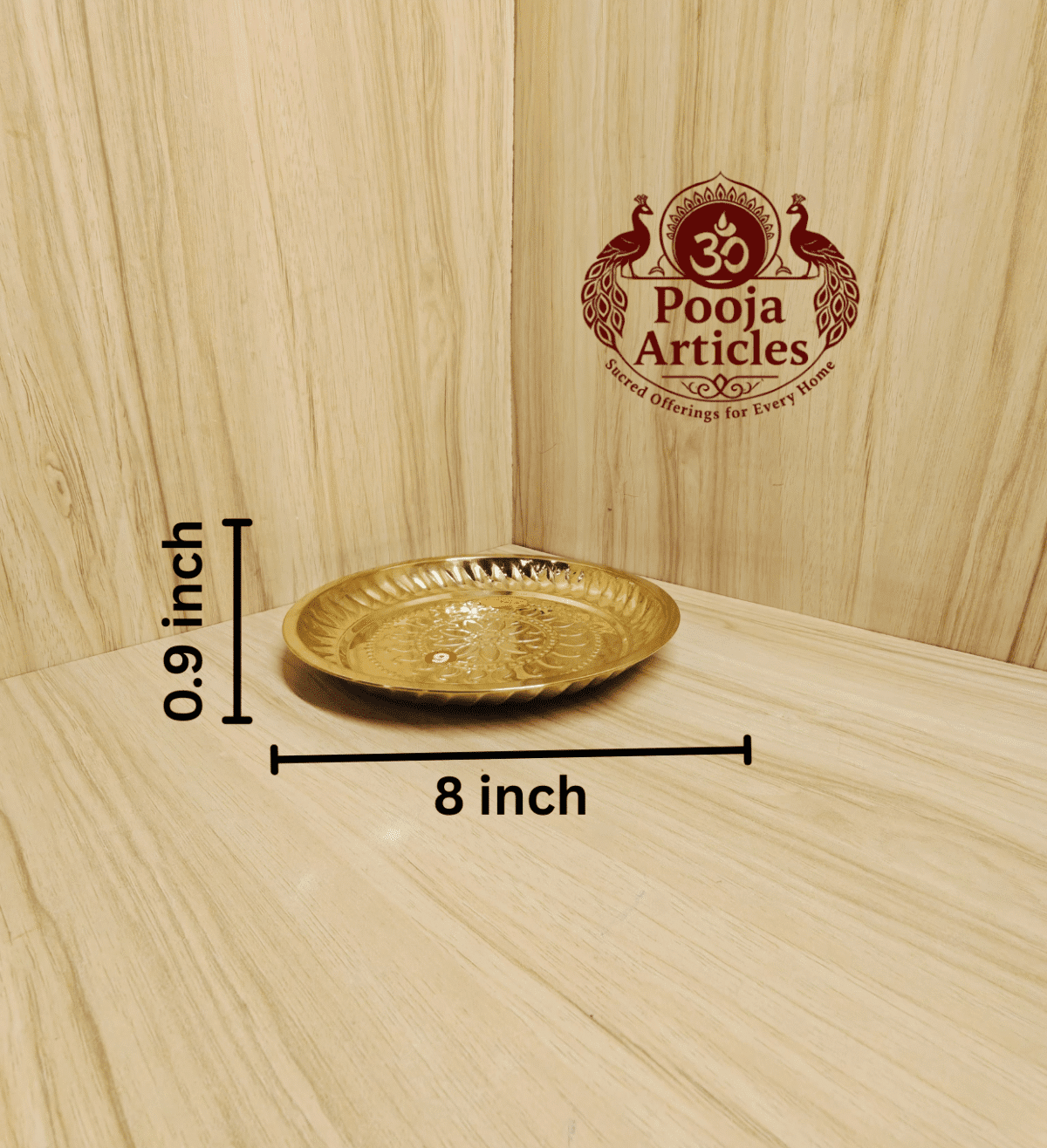 Buy Brass Pooja Plate Online – Traditional 70g, 8" Divine Pooja Thali for Daily Worship