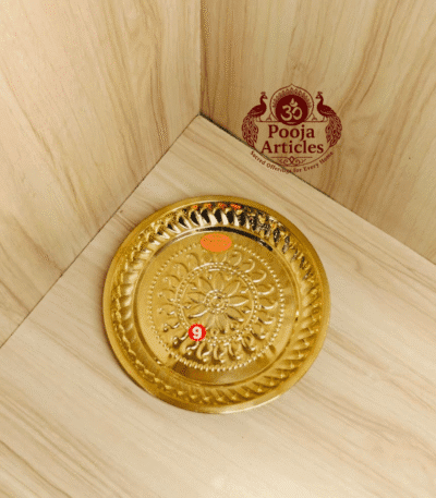Buy Brass Pooja Plate Online – Traditional 70g, 8" Divine Pooja Thali for Daily Worship