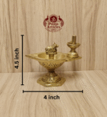 Buy Brass Pradosha Vilakku Online – 580g, 4.5" Powerful Lord Shiva Oil Lamp with Nandi & Shivling for Puja
