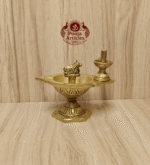 Buy Brass Pradosha Vilakku Online – 580g, 4.5" Powerful Lord Shiva Oil Lamp with Nandi & Shivling for Puja
