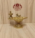 Buy Brass Pradosha Vilakku Online – 580g, 4.5" Powerful Lord Shiva Oil Lamp with Nandi & Shivling for Puja