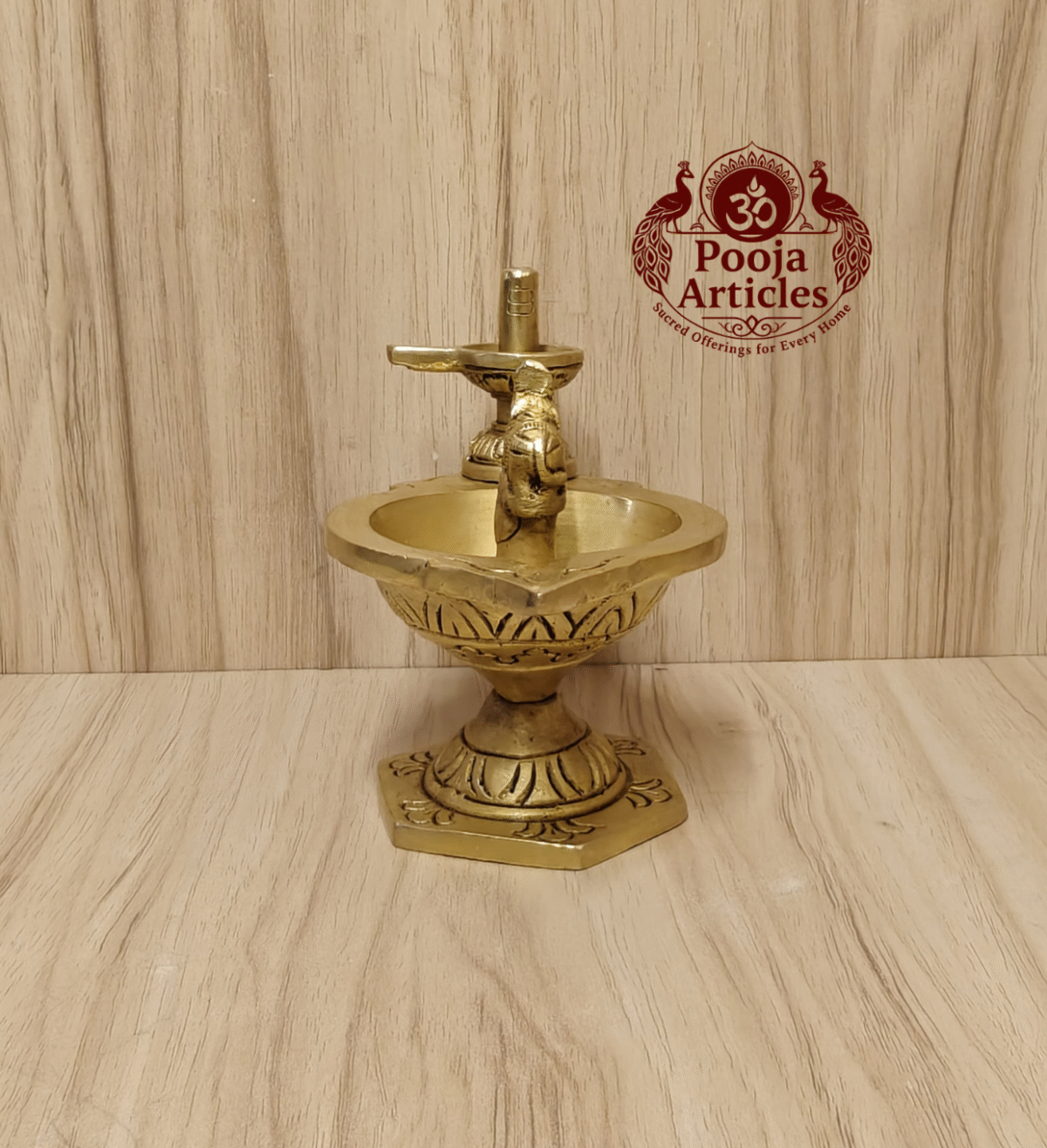 Buy Brass Pradosha Vilakku Online – 580g, 4.5" Powerful Lord Shiva Oil Lamp with Nandi & Shivling for Puja