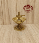 Buy Brass Pradosha Vilakku Online – 580g, 4.5" Powerful Lord Shiva Oil Lamp with Nandi & Shivling for Puja