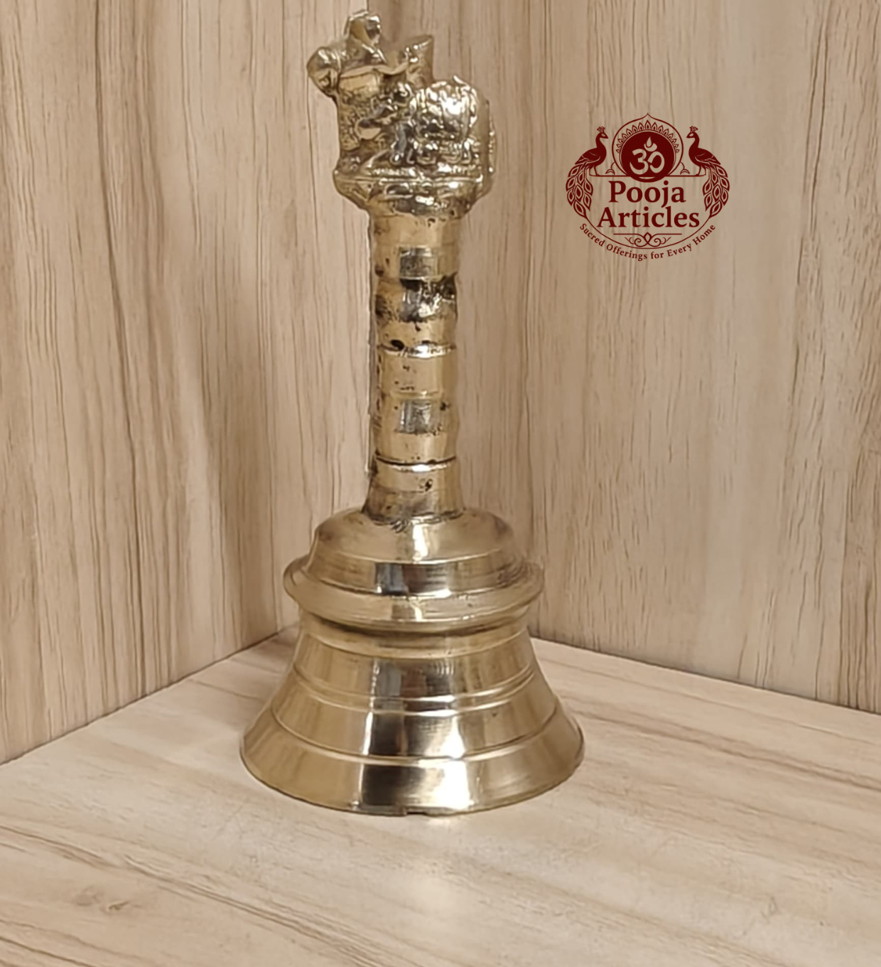 Buy Brass Puja Bell 230g, 4.5" – Handcrafted Divine Temple Hand Ghanti For Puja Buy Brass Puja Bell 230g, 4.5" – Handcrafted Divine Temple Hand Ghanti For Puja